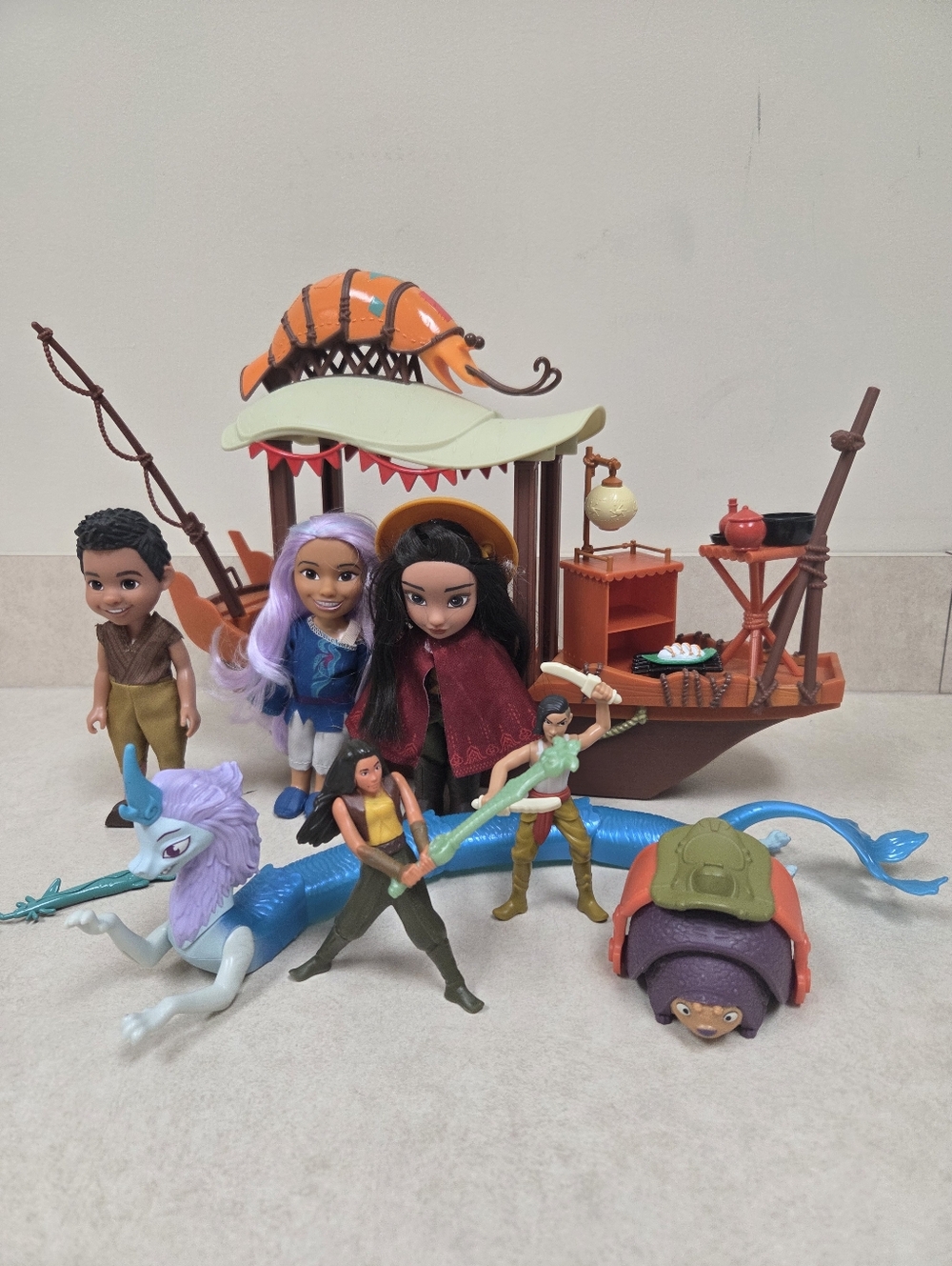 Raya And The Last Dragon Boat Playset And Figures Lot